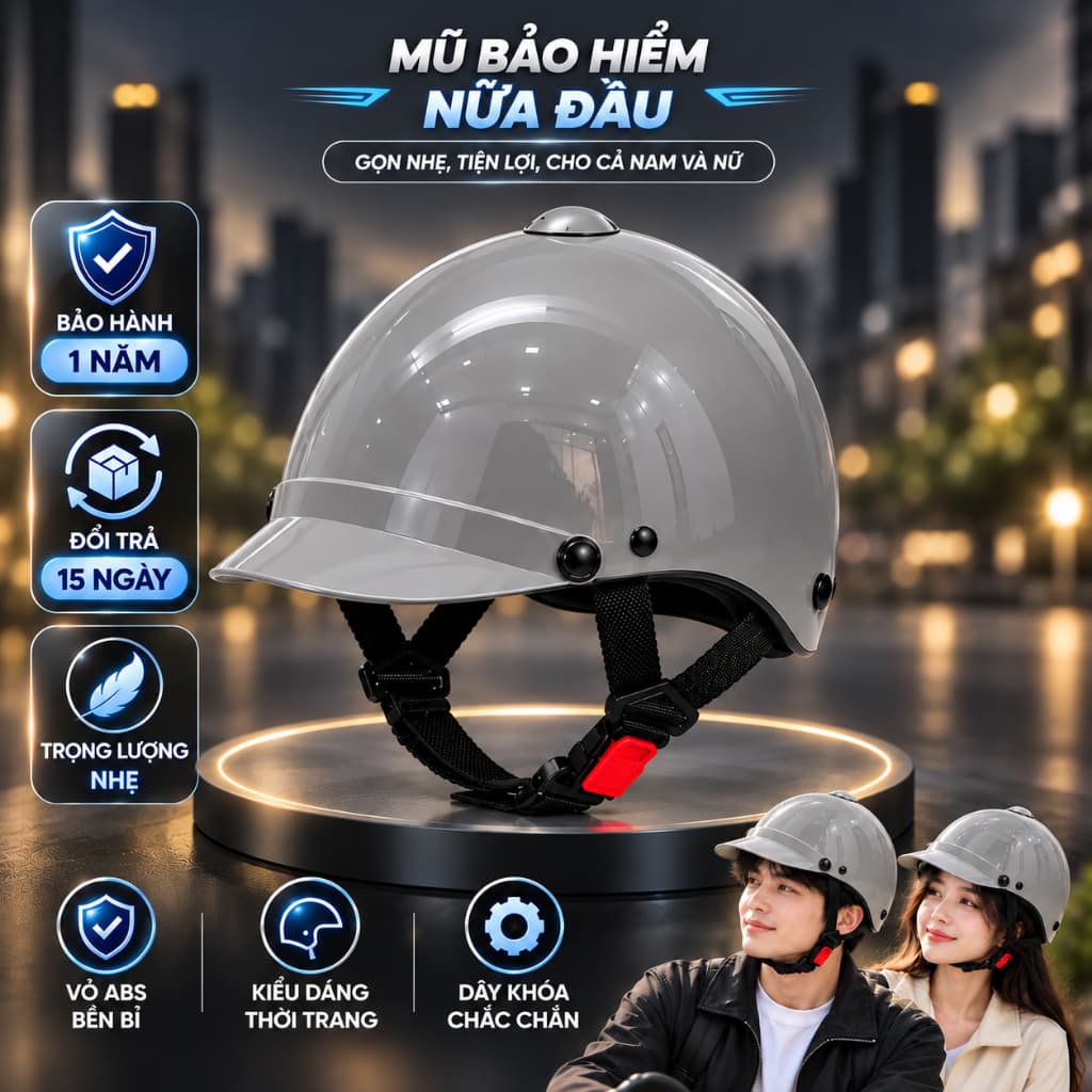 Mũ Bảo Hiểm LƯỠI TRAI NAM/NỮ  ĐỦ MÀU KHOÉT - Bảo Hành 12 tháng