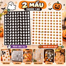 Set 4 Tấm Sticker Halloween Mini Hình Ma Và Bí Ngô Trang Trí Decor Halloween 1