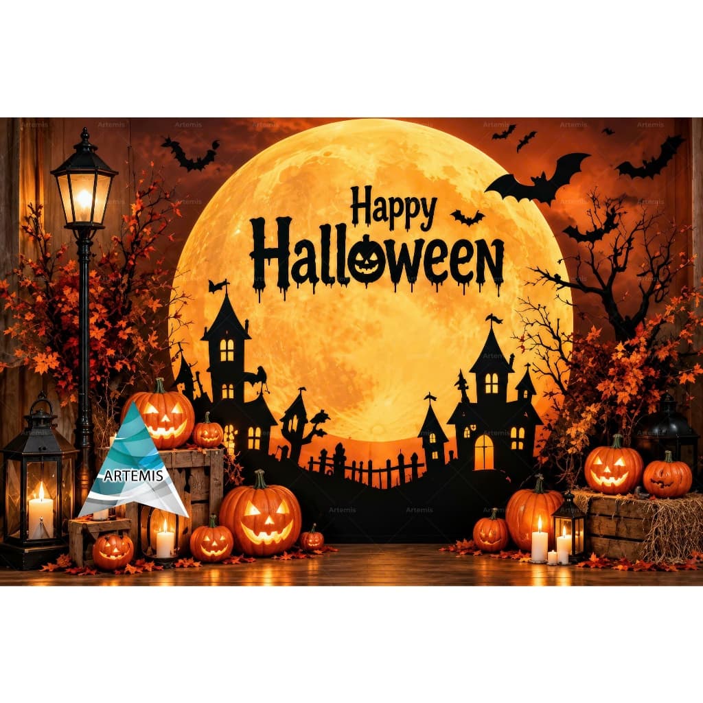 Phông Chụp Ảnh Halloween – Background Livestream 3D Trang Trí Tiệc Halloween (in theo kích thước yc)
