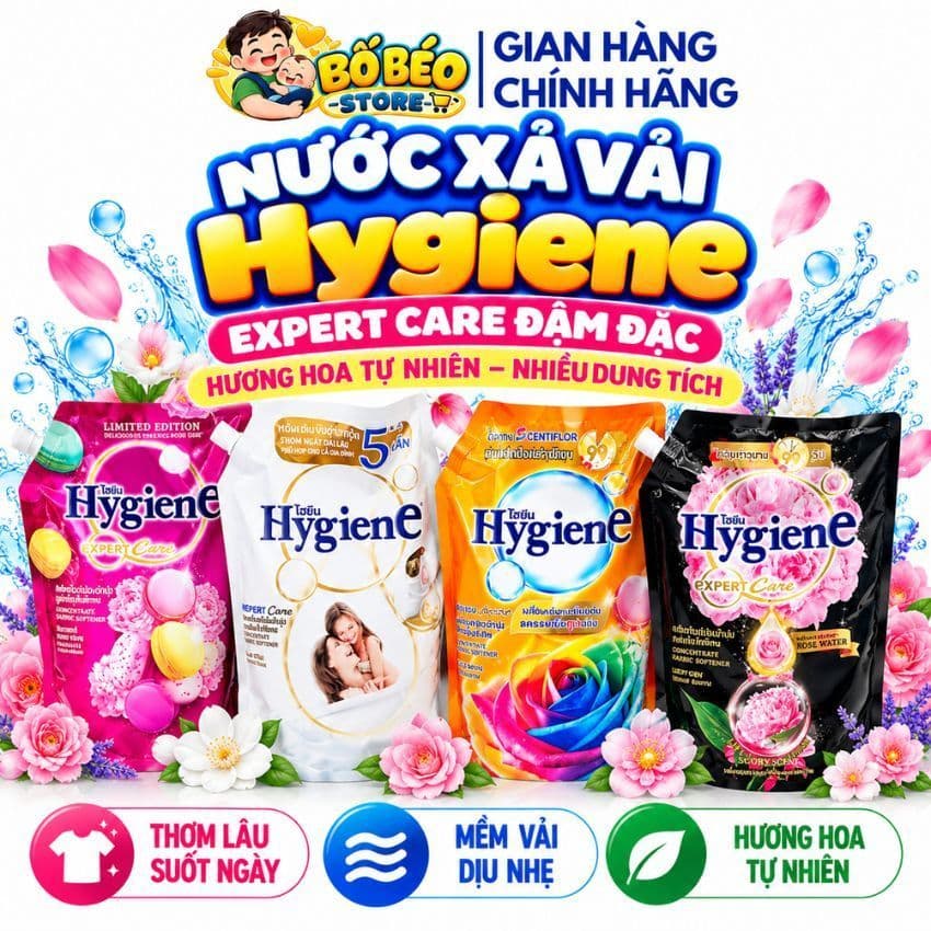 Nước Xả Vải Hygiene Thái Lan Exper Care Đậm Đặc Hương Hoa Tự Nhiên Nhiều Size