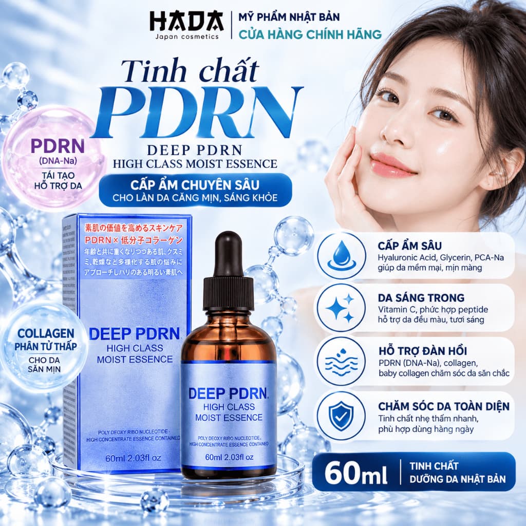 Tinh chất PDRN HADA Deep PDRN High Class Moist Essence 60ml dưỡng da Nhật Bản