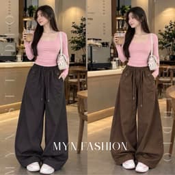 Quần Ống Rộng Cạp Chun Co Giãn Chất Kaki Lami Xịn Mềm Mịn Chiều Dài 89 Và 96CM {MYN013} 7