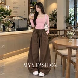 Quần Ống Rộng Cạp Chun Co Giãn Chất Kaki Lami Xịn Mềm Mịn Chiều Dài 89 Và 96CM {MYN013} 3
