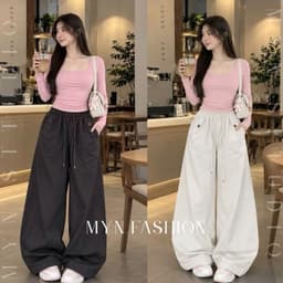 Quần Ống Rộng Cạp Chun Co Giãn Chất Kaki Lami Xịn Mềm Mịn Chiều Dài 89 Và 96CM {MYN013} 6