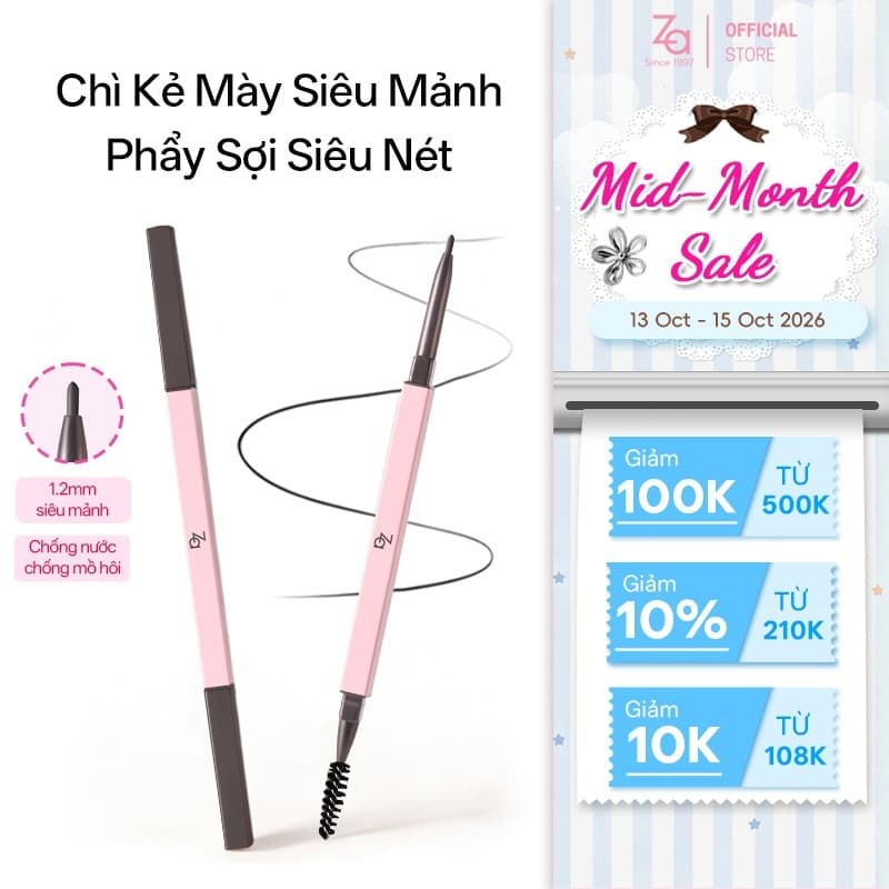 Chì Kẻ Lông Mày Sắc Nét Za Hai Đầu Lâu Trôi Detail-Stroking Precision Eyebrow Liner 0.1g