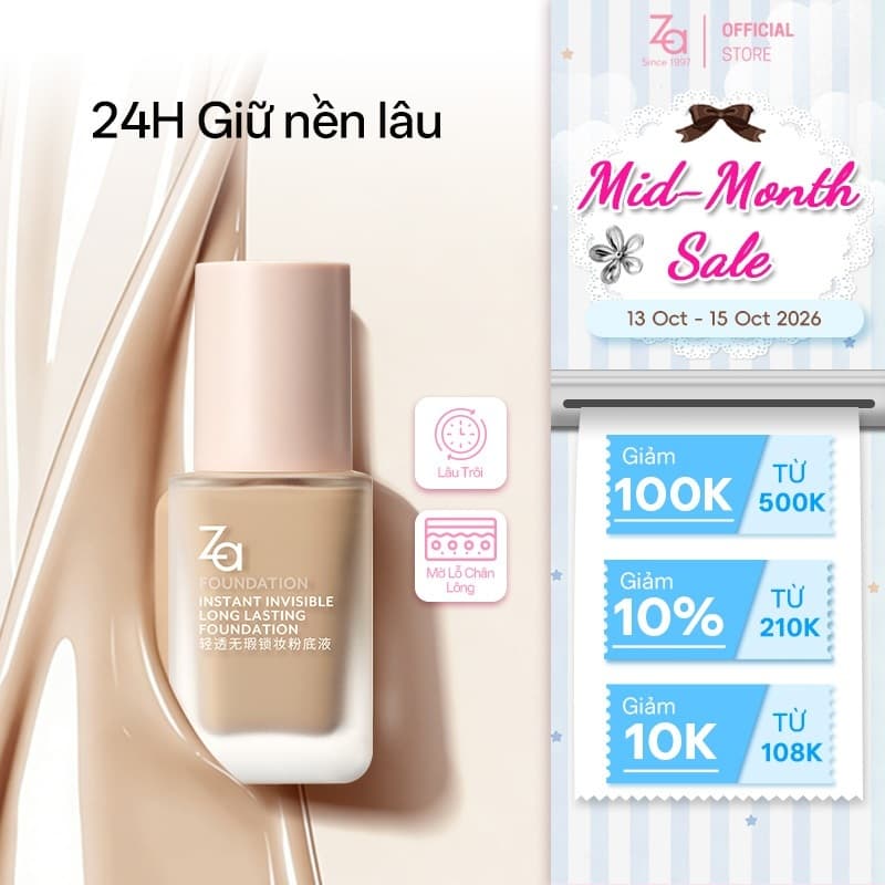 Kem Nền Za Kiềm Dầu Mỏng Nhẹ Instant Invisible Oil Control Foundation 25ml