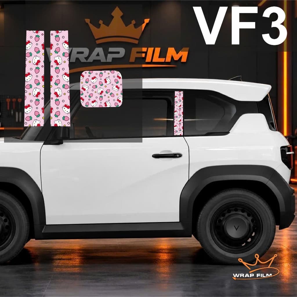 DECAL DÁN TRỤ XE & NẮP SẠC VINFAST VF3 – NHIỀU MẪU HOẠ TIẾT