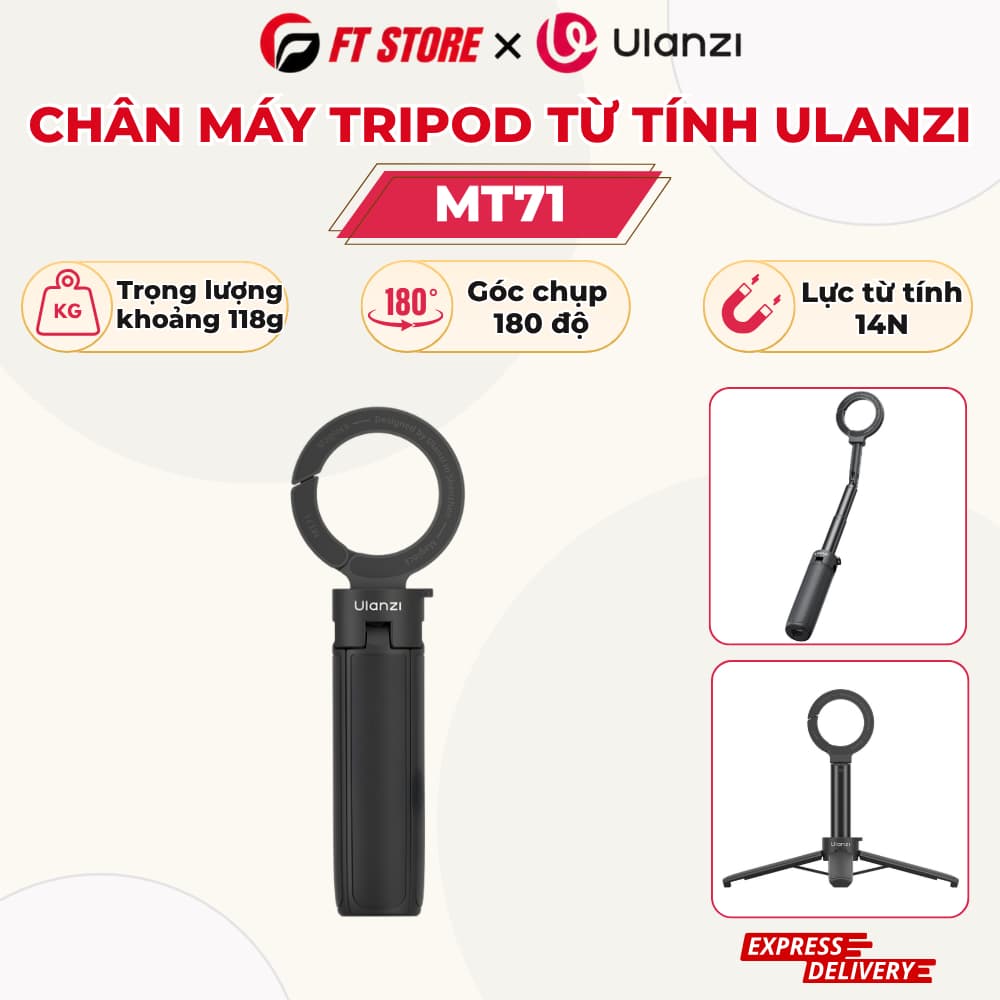 Chân Máy Tripod Từ Tính Kiêm Gậy Selfie ULANZI MT71 Chính Hãng - Giá Đỡ Điện Thoại MagSafe Quay Video, Livestream