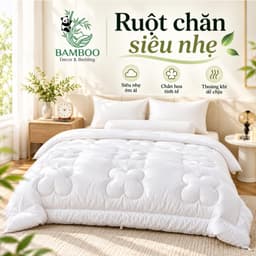 Ruột Chăn Siêu Nhẹ BAMBOO, Ruột Chăn Bông Chần Hoa 4 Cánh Mềm Mịn, Êm Ái, Thoáng Khí, Giữ Ấm Cho Mùa Đông 1