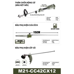 Dekton Máy Cắt Cỏ 2 trong 1 (Cắt Cỏ Kết Hợp Cưa Xích) M21-CC42CX12, Động Cơ Không Chổi Than 1