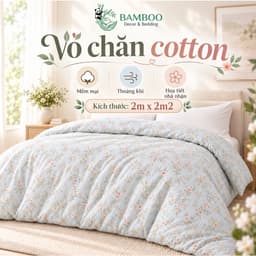 Vỏ Chăn Cotton BAMBOO 2m x 2m2, Vỏ Chăn Mềm Mịn Thoáng Khí, Họa Tiết Hoa Nhí Dễ Thương, Vỏ Chăn Cho Giường Đôi 1