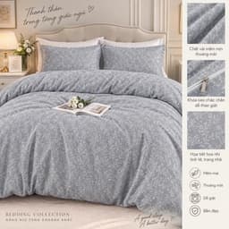 Vỏ Chăn Cotton BAMBOO 2m x 2m2, Vỏ Chăn Mềm Mịn Thoáng Khí, Họa Tiết Hoa Nhí Dễ Thương, Vỏ Chăn Cho Giường Đôi 4