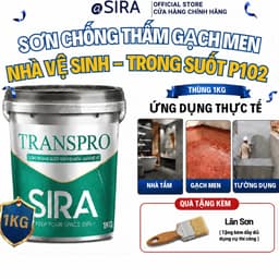 [1kg] Sơn Chống Thấm Nền Gạch Men, Mạch Gạch, Nhà Vệ Sinh, Sân Thượng- Sơn trong suốt Sira P102 1