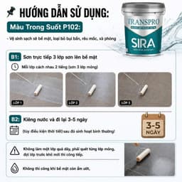 [1kg] Sơn Chống Thấm Nền Gạch Men, Mạch Gạch, Nhà Vệ Sinh, Sân Thượng- Sơn trong suốt Sira P102 7