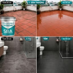 [1kg] Sơn Chống Thấm Nền Gạch Men, Mạch Gạch, Nhà Vệ Sinh, Sân Thượng- Sơn trong suốt Sira P102 2