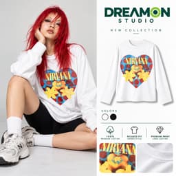 Áo thun dài tay Nam Nữ "NIRVANA - Một Trái Tim, Ngàn Giai Điệu Cũ " Áo Long Sleeve Oversize form rộng thoải mái 1