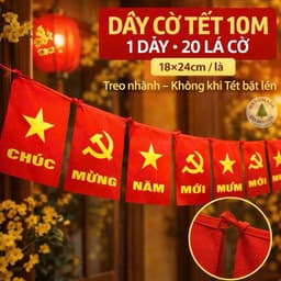 DÂY CỜ TREO DÀI 10M IN SAO ĐẢNG 2 MẶT – TRANG TRÍ RỰC RỠ, NỔI BẬT MỌI KHÔNG GIAN 1