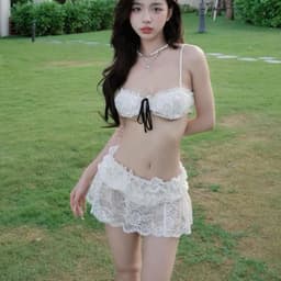 Set Bikini Ren 3 Món LYNLUX [Áo Bra Có Mút + Quần Lót + Chân Váy Xòe] Đồ Bơi Nữ Đi Biển Quyến Rũ Xinh Xắn 2