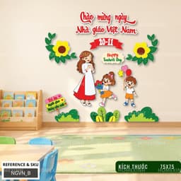 [HỎA TỐC] Set Decor Fomex 5mm Decor Lớp Học, Gắn Mành Tre - Bộ Tranh Dán Dễ Bóc Decor Ngày Nhà Giáo Việt Nam 20/11 5