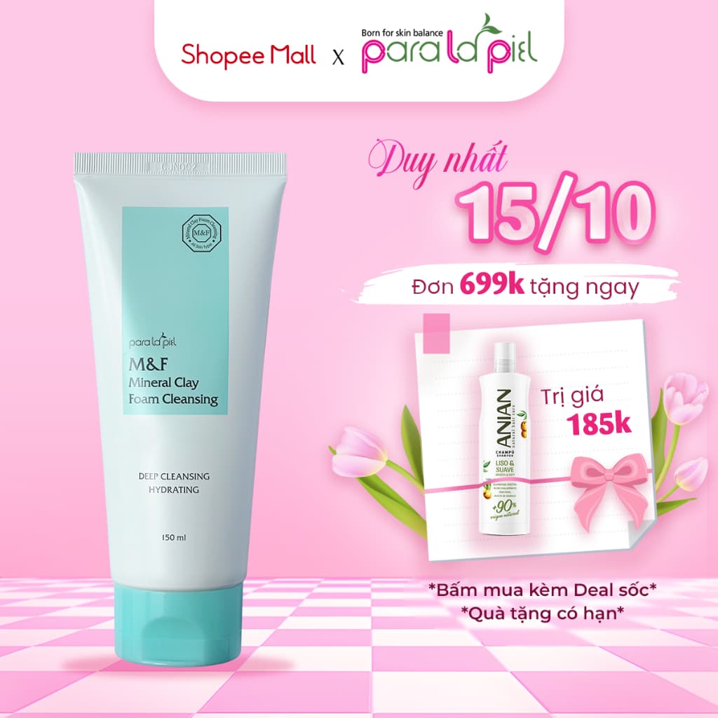 Sữa Rửa Mặt Tạo Bọt Paralapiel M&F Mineral Clay Foam Cleansing 150ML A01