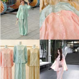 (Dmina) Pháp phục nữ đi chùa, Đồ Lam, Set lụa tơ tằm cao cấp tiểu thư phù hợp đi chơi đi lễ chùa 1