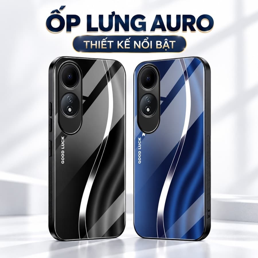 Ốp Lưng Kính Auro cho OPPO A60 –Sáng Bóng - Sang Trọng - Viền Dẻo - Họa Tiết Good Luck