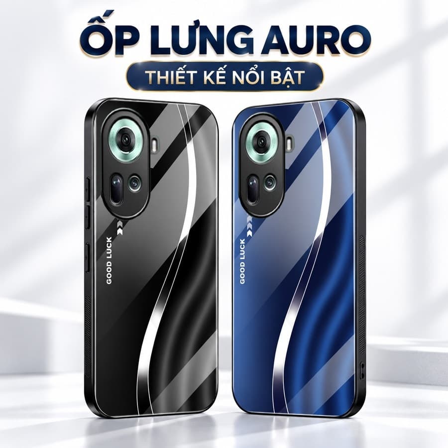 Ốp Lưng Kính Auro cho OPPO RENO 11 5G –Sáng Bóng - Sang Trọng - Viền Dẻo - Họa Tiết Good Luck
