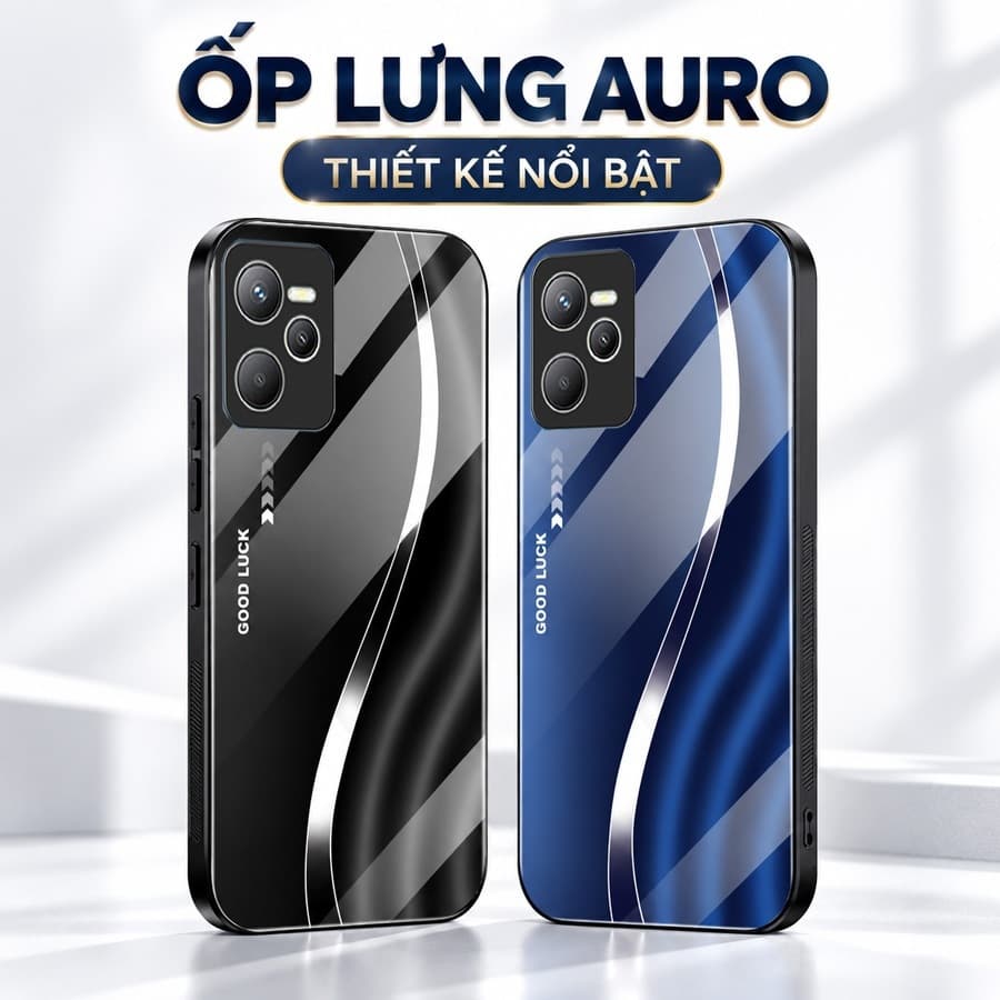 Ốp Lưng Kính Auro cho REALME C35 –Sáng Bóng - Sang Trọng - Viền Dẻo - Họa Tiết Good Luck
