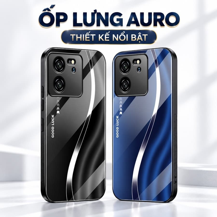 Ốp Lưng Kính Auro cho XIAOMI 13T/13T PRO/REDMI K60 ULTRA –Sáng Bóng - Sang Trọng - Viền Dẻo - Họa Tiết Good Luck