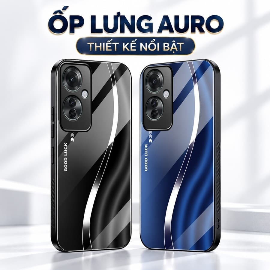 Ốp Lưng Kính Auro cho OPPO RENO11 F 5G –Sáng Bóng - Sang Trọng - Viền Dẻo - Họa Tiết Good Luck