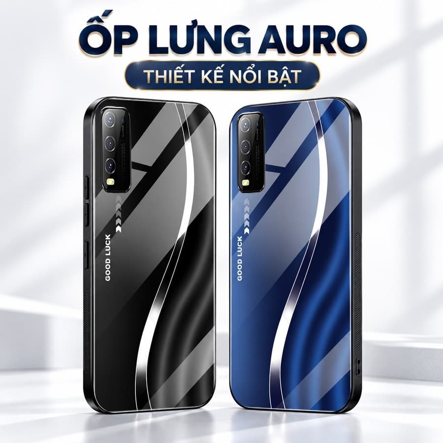 Ốp Lưng Kính Auro cho VIVO Y20/Y20S/ Y12S  –Sáng Bóng - Sang Trọng - Viền Dẻo - Họa Tiết Good Luck