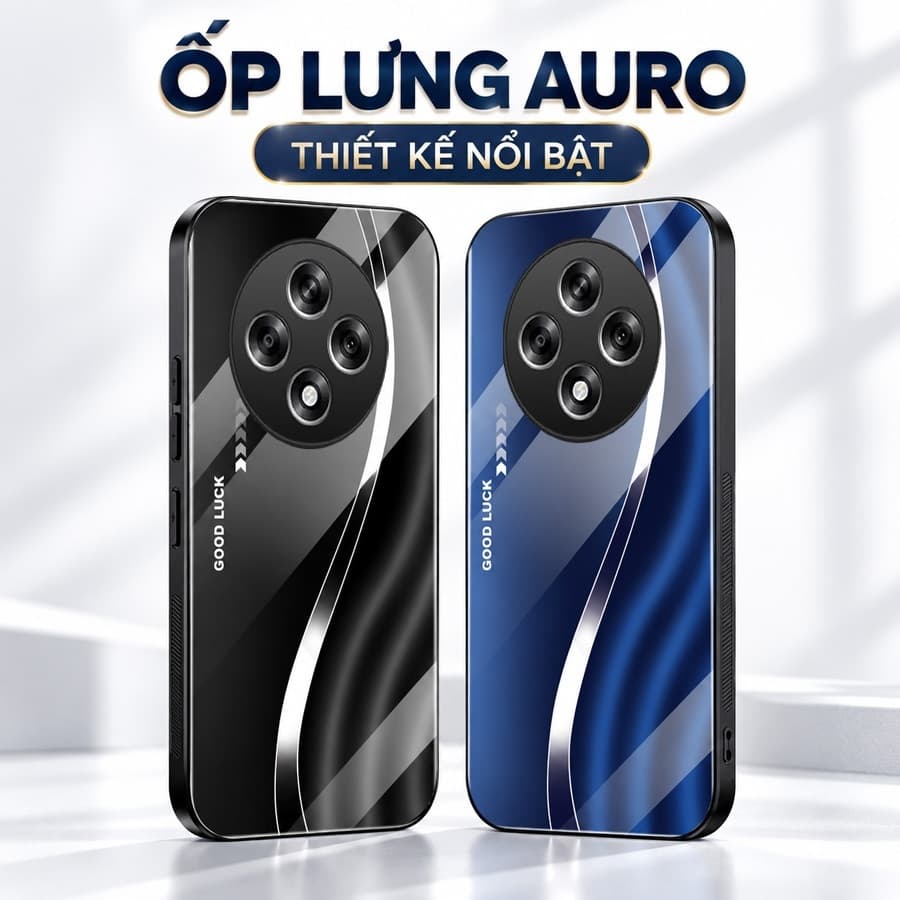Ốp Lưng Kính Auro cho OPPO RENO12 F 5G –Sáng Bóng - Sang Trọng - Viền Dẻo - Họa Tiết Good Luck