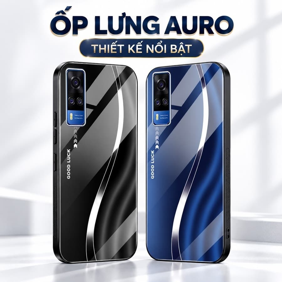 Ốp Lưng Kính Auro cho VIVO Y51 2020/Y53s /Y72 5G –Sáng Bóng - Sang Trọng - Viền Dẻo - Họa Tiết Good Luck