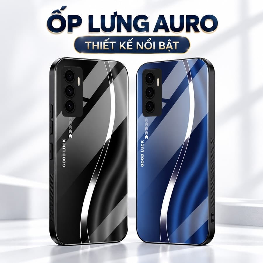 Ốp Lưng Kính Auro cho VIVO V23E –Sáng Bóng - Sang Trọng - Viền Dẻo - Họa Tiết Good Luck