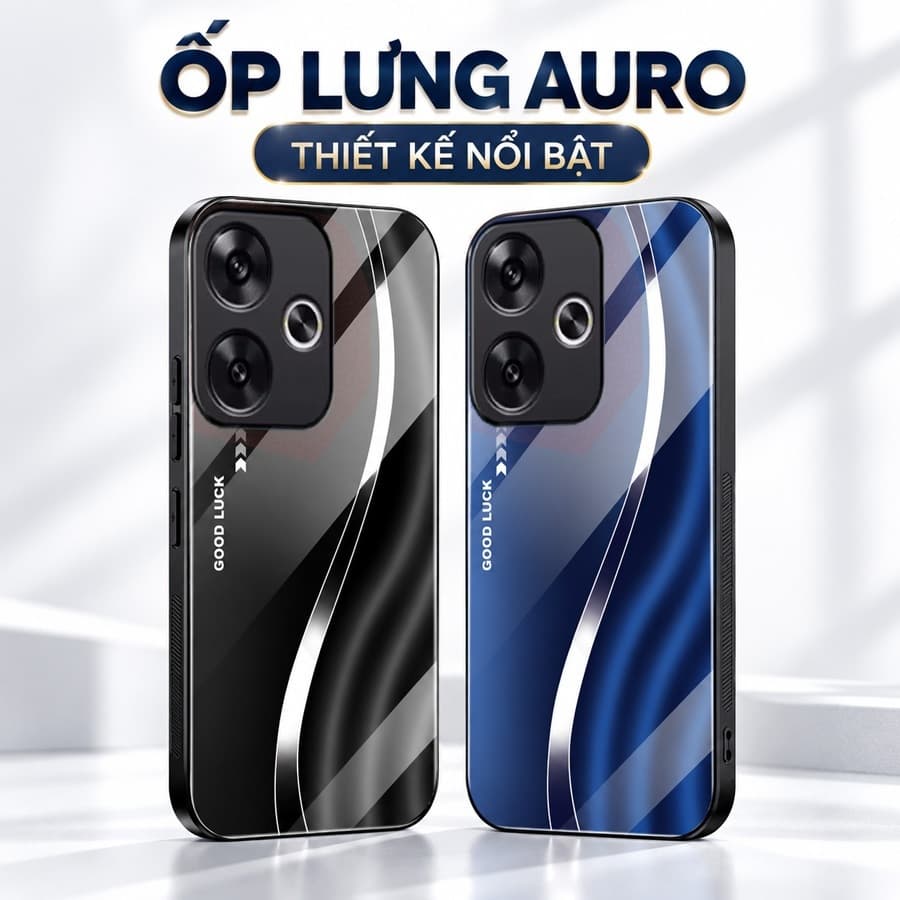 Ốp Lưng Kính Auro cho XIAOMI REDMI TURBO 3/ POCO F6  –Sáng Bóng - Sang Trọng - Viền Dẻo - Họa Tiết Good Luck