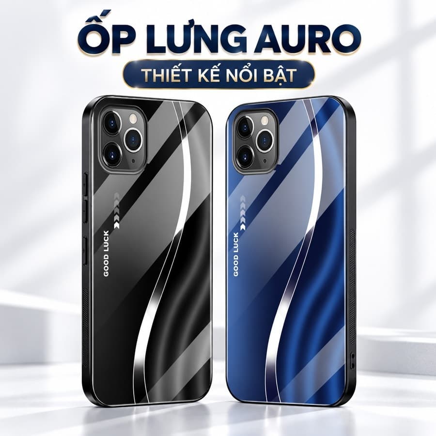 Ốp Lưng Kính Auro cho IPHONE 11/ 11 PRO/ 11 PRO MAX –Sáng Bóng - Sang Trọng - Viền Dẻo - Họa Tiết Good Luck