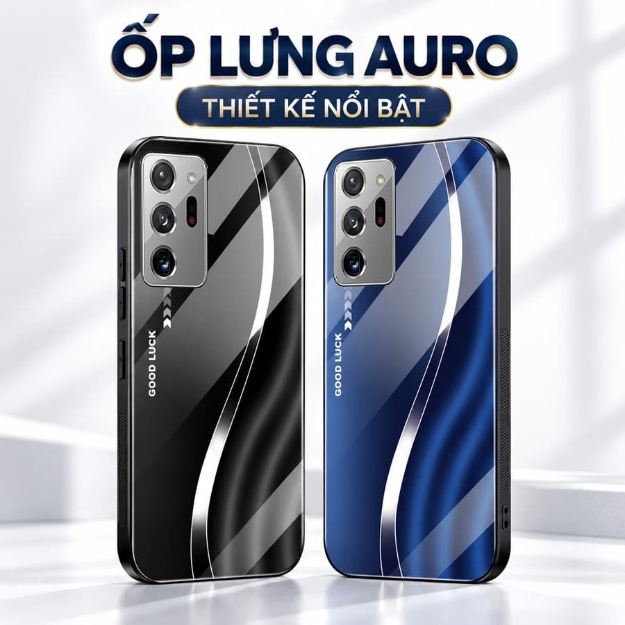 Ốp Lưng Kính Auro cho SAMSUNG GALAXY NOTE 20/ NOTE 20 ULTRA –Sáng Bóng - Sang Trọng - Viền Dẻo - Họa Tiết Good Luck