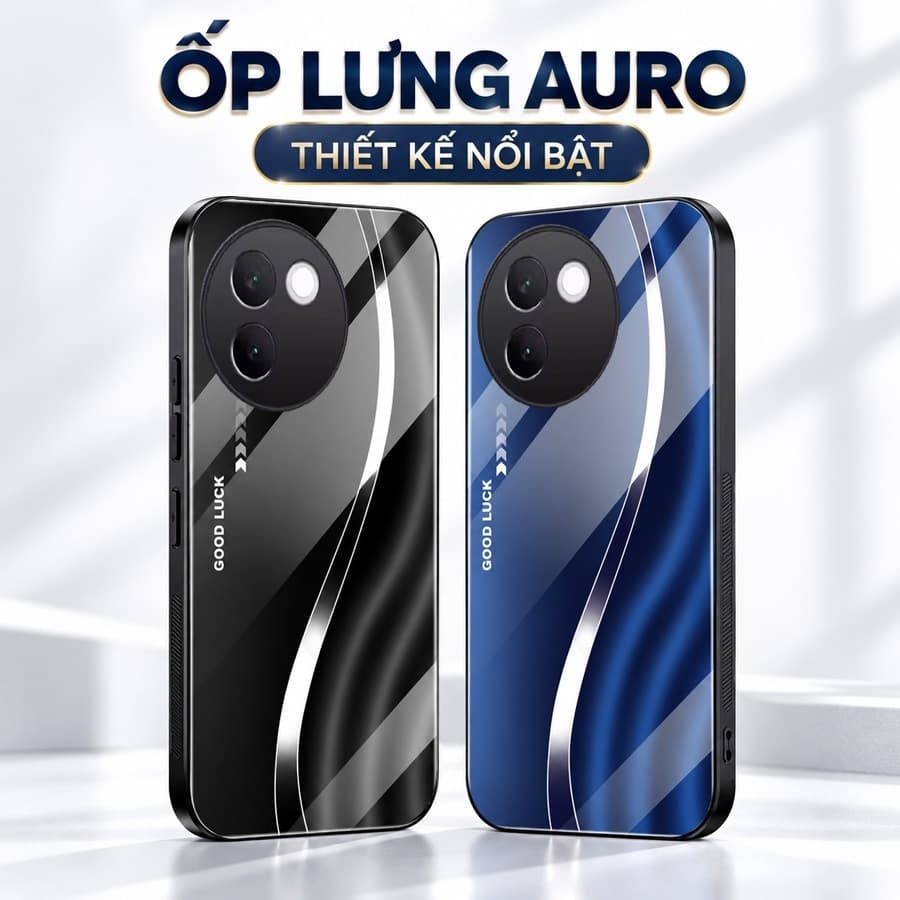 Ốp Lưng Kính Auro cho VIVO V30E –Sáng Bóng - Sang Trọng - Viền Dẻo - Họa Tiết Good Luck