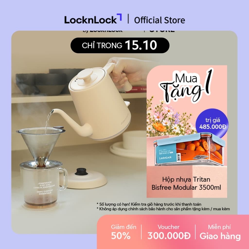 Ấm điện cổ ngỗng pha cà phê siêu tốc Jenniferoom Drip kettle 1350W, 0.8L JRK-KT0801 - 2 Màu