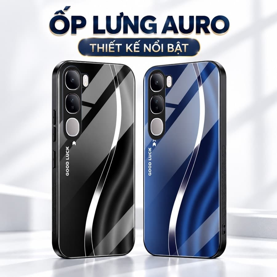 Ốp Lưng Kính Auro cho VIVO V40 LITE/ Y19S/ Y19S PRO –Sáng Bóng - Sang Trọng - Viền Dẻo - Họa Tiết Good Luck