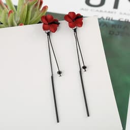 Khuyên Tai Hoa Hạt Rơi Dáng Dài Xanh Đỏ Phong Cách Vintage Cá Tính 2