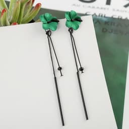 Khuyên Tai Hoa Hạt Rơi Dáng Dài Xanh Đỏ Phong Cách Vintage Cá Tính 3
