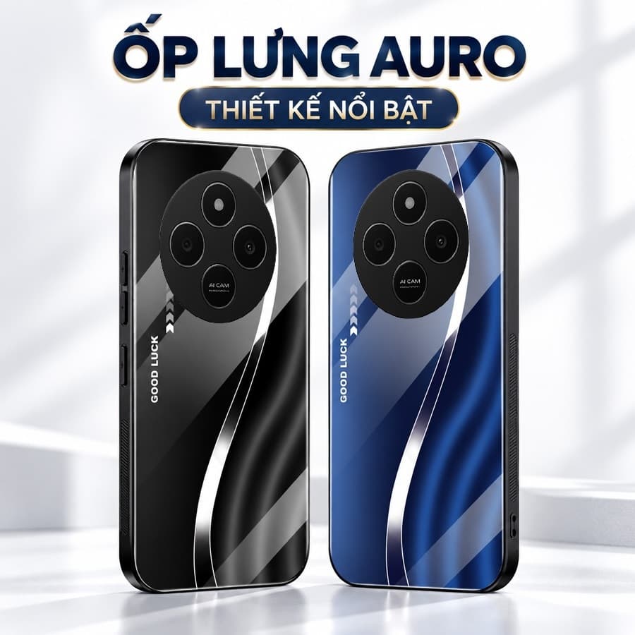Ốp Lưng Kính Auro cho XIAOMI REDMI 14C/ POCO C75 –Sáng Bóng - Sang Trọng - Viền Dẻo - Họa Tiết Good Luck