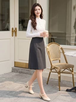 Chân váy nữ CARDINA chất liệu dạ ngắn dáng A bổ gân trước 6CVA14 7