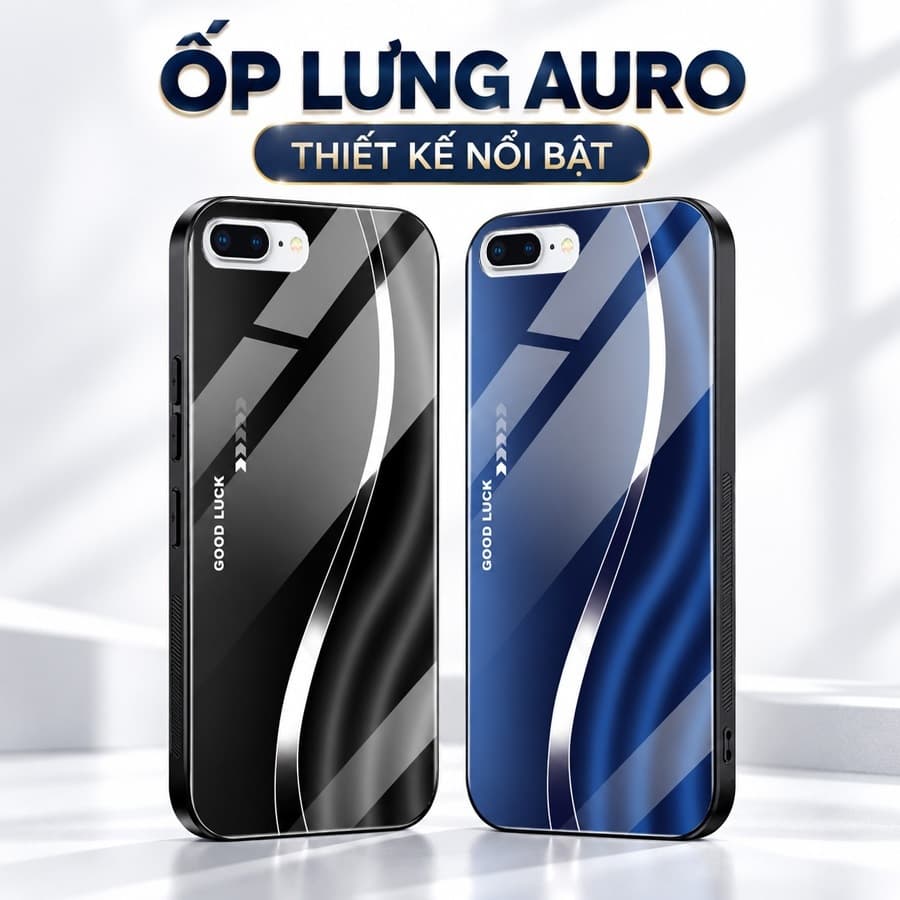 Ốp Lưng Kính Auro cho IPHONE 7 PLUS/ 8 PLUS –Sáng Bóng - Sang Trọng - Viền Dẻo - Họa Tiết Good Luck