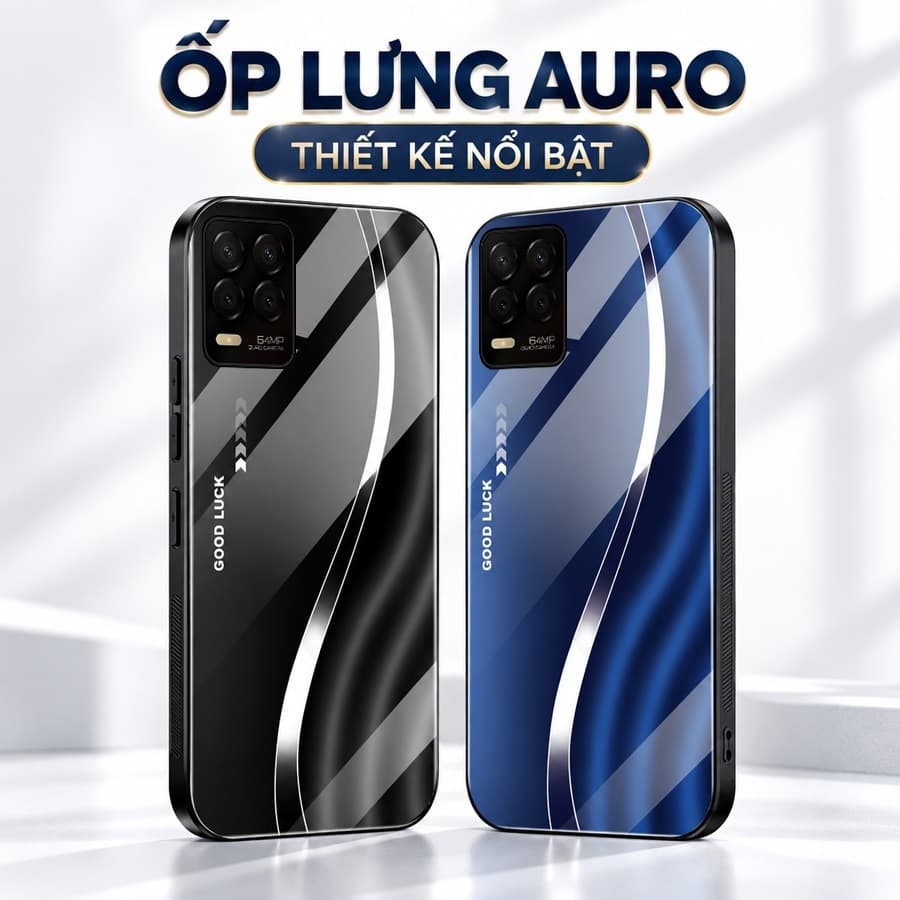 Ốp Lưng Kính Auro cho REALME 8/ REALME 8 PRO –Sáng Bóng - Sang Trọng - Viền Dẻo - Họa Tiết Good Luck