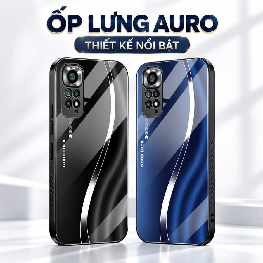 Ốp Lưng Kính Auro cho XIAOMI REDMI NOTE 11S/ NOTE 11 PRO –Sáng Bóng - Sang Trọng - Viền Dẻo - Họa Tiết Good Luck