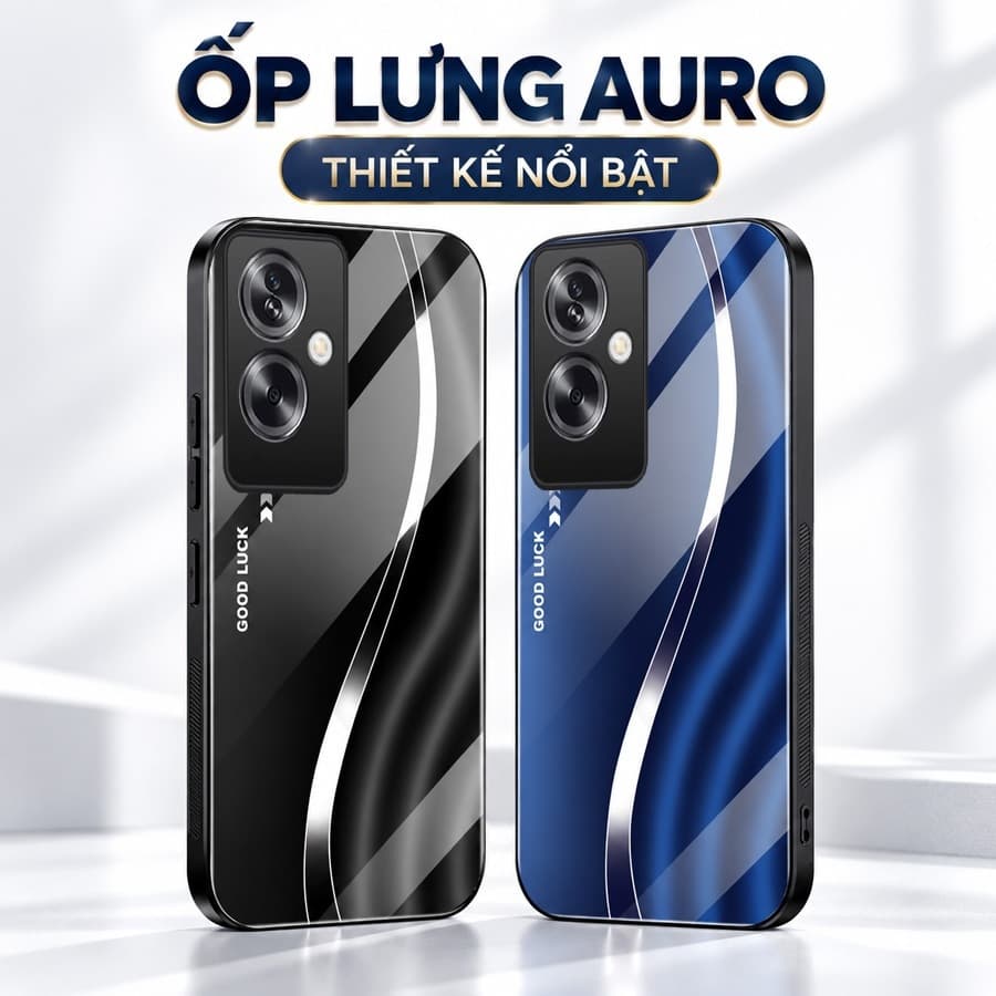 Ốp Lưng Kính Auro cho OPPO A79 5G –Sáng Bóng - Sang Trọng - Viền Dẻo - Họa Tiết Good Luck