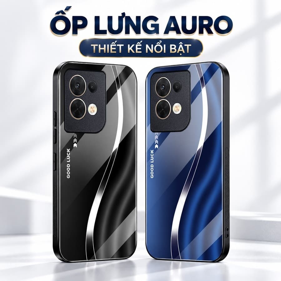 Ốp Lưng Kính Auro cho OPPO RENO 8 5G/ RENO 8 PRO 5G –Sáng Bóng - Sang Trọng - Viền Dẻo - Họa Tiết Good Luck