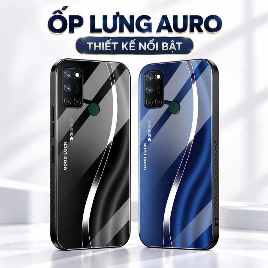 Ốp Lưng Kính Auro cho REALME 7I / C17 –Sáng Bóng - Sang Trọng - Viền Dẻo - Họa Tiết Good Luck